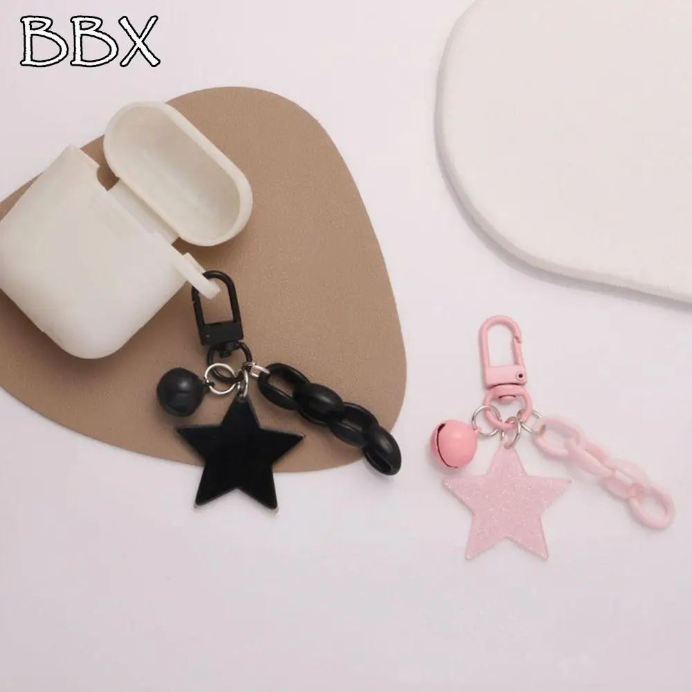 

Cute Ornament Glitter Stars Pendant Pink and Black Star Cartoon Keychain Acrylic Charm Y2K Jewelry Keychain Couple