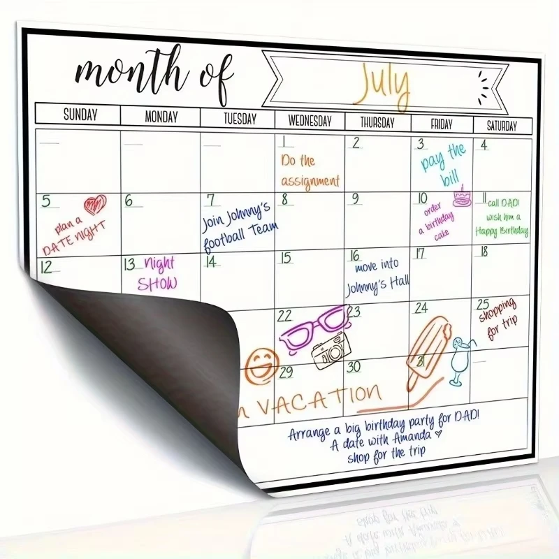 Magnetic Whiteboard Weekly Calendar Planner Board Set Markers  Eraser Dry Erase Stain for Kitchen or Office Weekly Monthly Daily