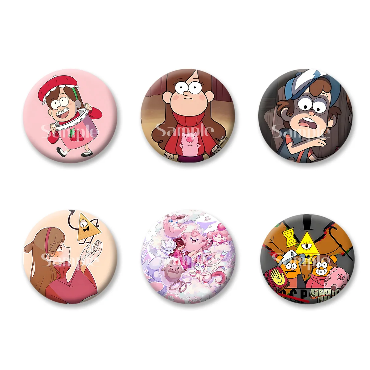 

Gravity Falls Mabel Dipper Anime Cartoon Flash Badge Keychains Makeup Mirror Fridge Magnet ACG Goods Game Peripherals Toy Gift