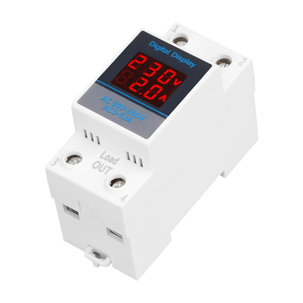 35mm Din Rail Single Phase Ammeter Voltage Meter Measuring AC 50-500V Modular Voltmeter Gauge Current Indicator Volt Amp Monitor