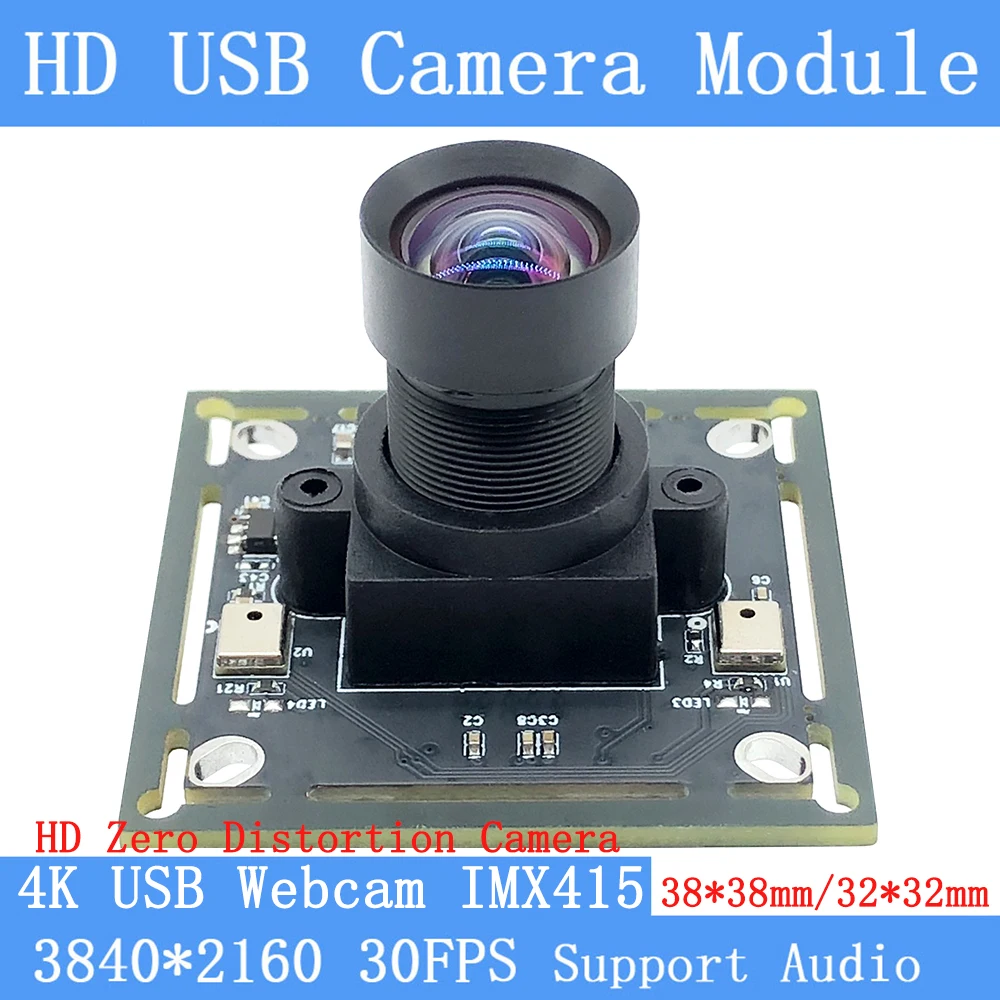 

High Resolution 4K Webcam 3840x2160 IMX415 UVC Driver Zero Distortion 30FPS USB Camera Module Support Audio