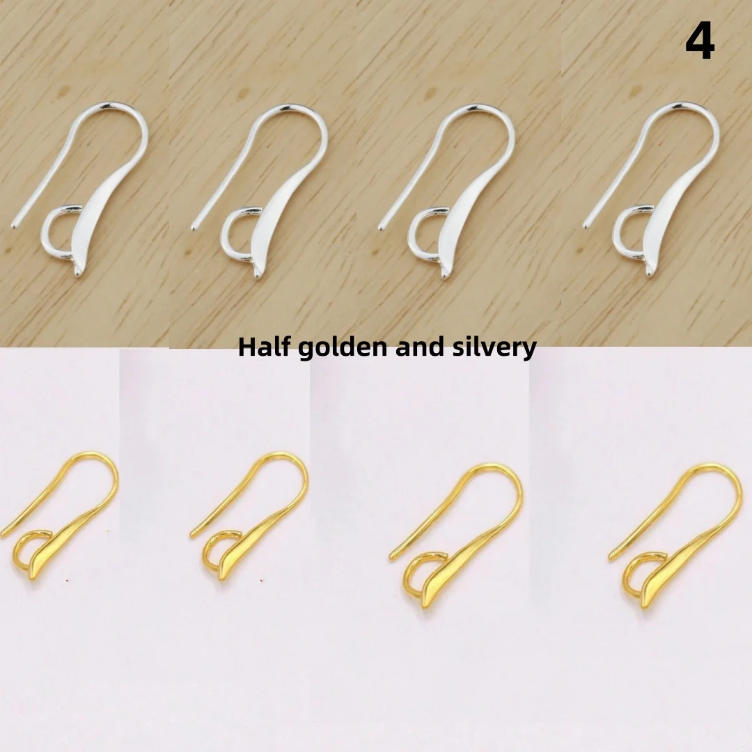 10/20/50PCS Jewelry Findings Real Pure Silver Jewelry Six Earring Bail Pinch Smooth Clasps&Hook Ear