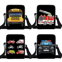 Cartoon Ambulance School Bus Print Messenger Bag Police car Handbags Women Small Satchel Cross Bag Canvas Shoulder Bags Gift