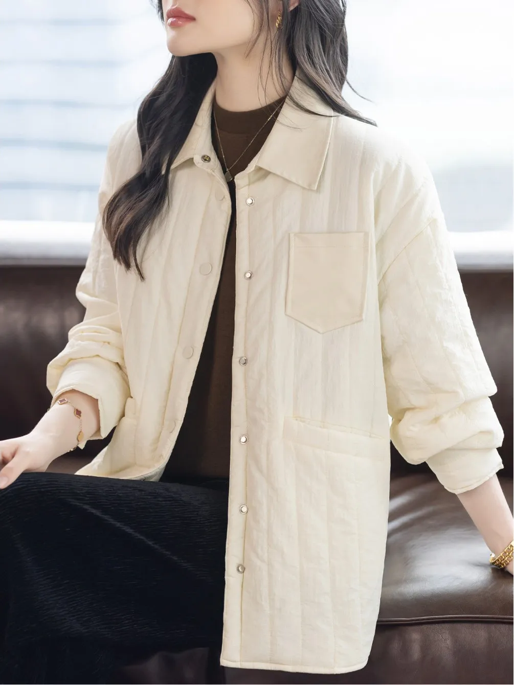 

Women's Casual Loose Baseball Jaet Lightweight Cotton Outerwear Top Fall Winter New Arrival Straight Tube Sle Long Sve