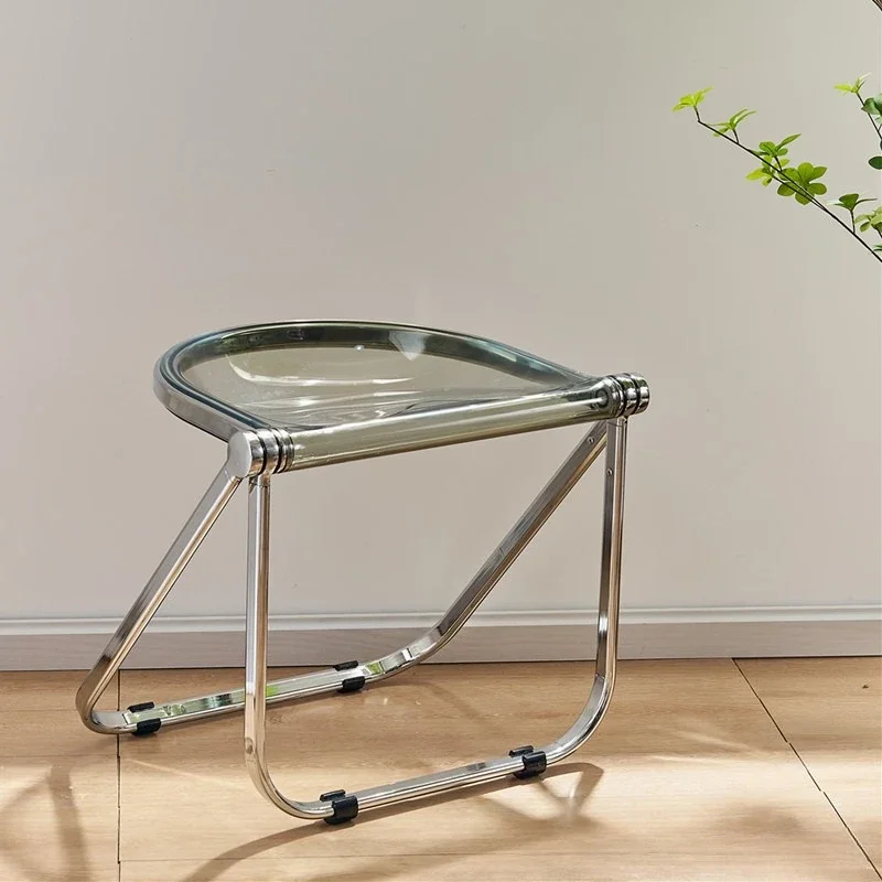 Transparent chair Nordic folding chair ins Internet celebrity dining chair Home backrest Modern minimalist acrylic makeup stool