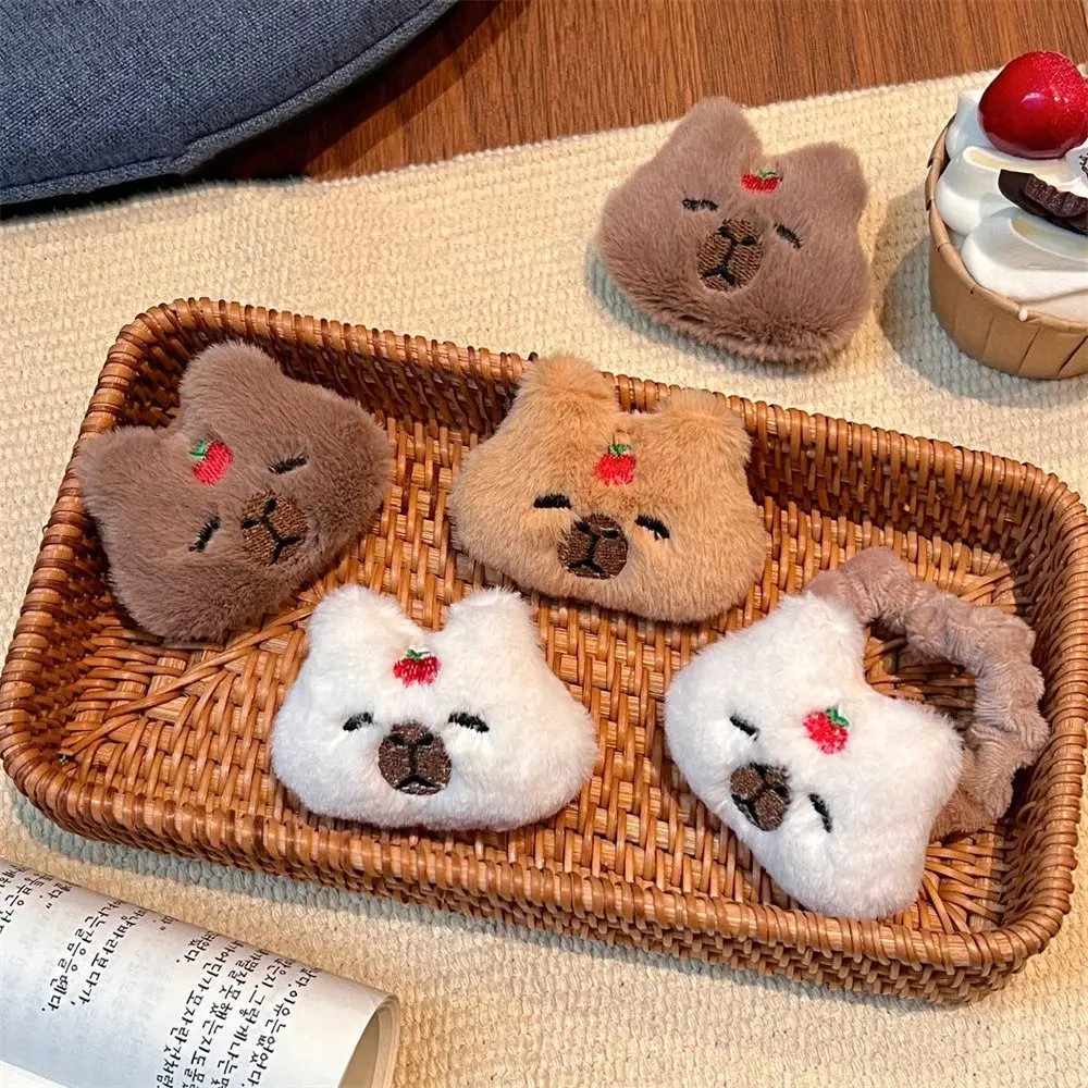 Creative Capybara Plush Doll Hair Clip Headwear Brooch Cute Cartoon Animal Fluffy Animals Hairpin Fashion Accessories