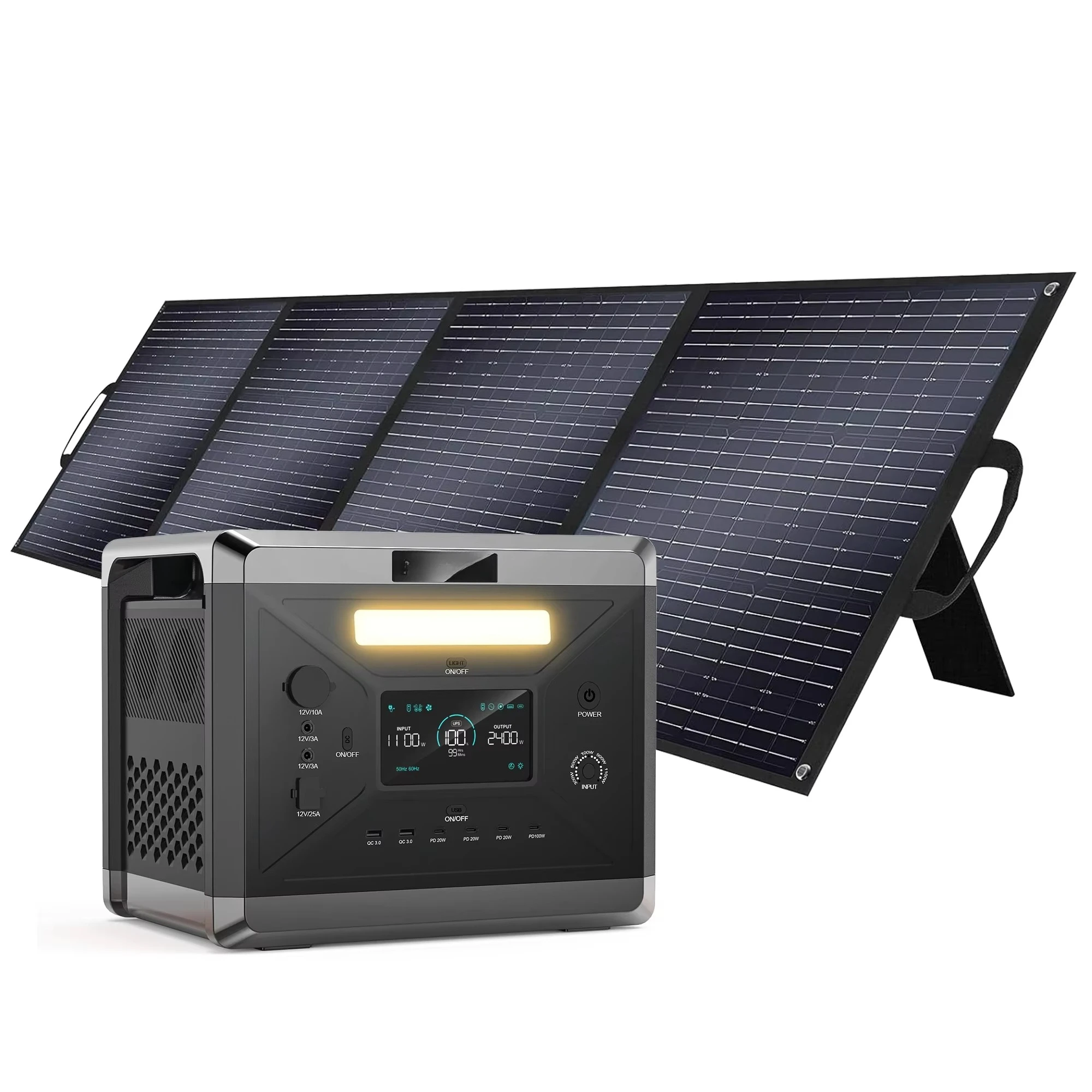 US Warehouse Tariff-free Outdoor 2400W 2500W Portable Electric Power Station 12V Lithium Battery Solar Generator for Housing