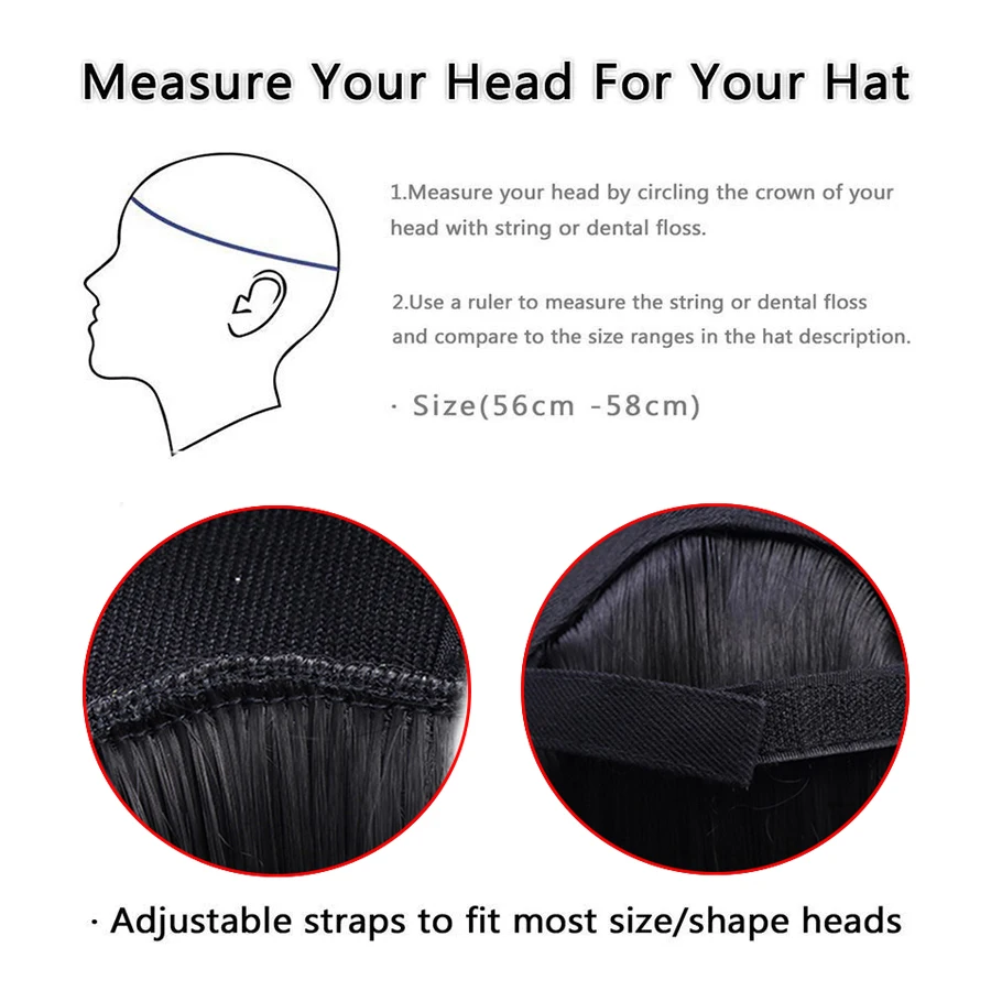 Black Water-Ripple Synthetic Cornstalk Wig Cap Fashionable Short Bucket Hat Full-Head Covering Fake Hair for Stylish Look