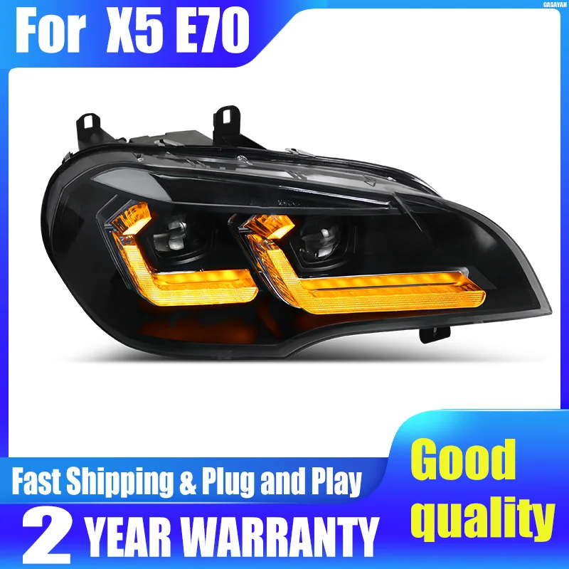 Head lamp for E70 X5 2007-2013 E71 X6 Headlight LED DRL Running Turn Signal Led Low Beam High Beam Projector Bifocal Lens