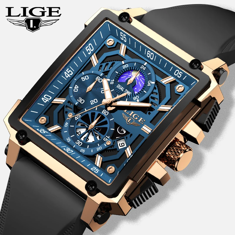 

LIGE 2025 новые модные мужские часы, светящиеся водонепроницаемые мужские часы, силиконовые роскошные часы TOP для мужчин, relogios masculino + коробка