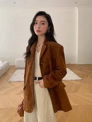 Real Leather Jackets Women Luxury 2023 New Korean Fashion Maillard Style Sheep Suede Blazer Women