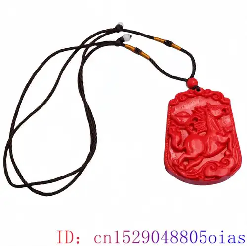 Cinnabar Horse Pendant Vintage Accessories Red Gift Carved Charm Jewelry Men Amulet Talismans Energy Gemstone Stone Luxury Real - Image 6
