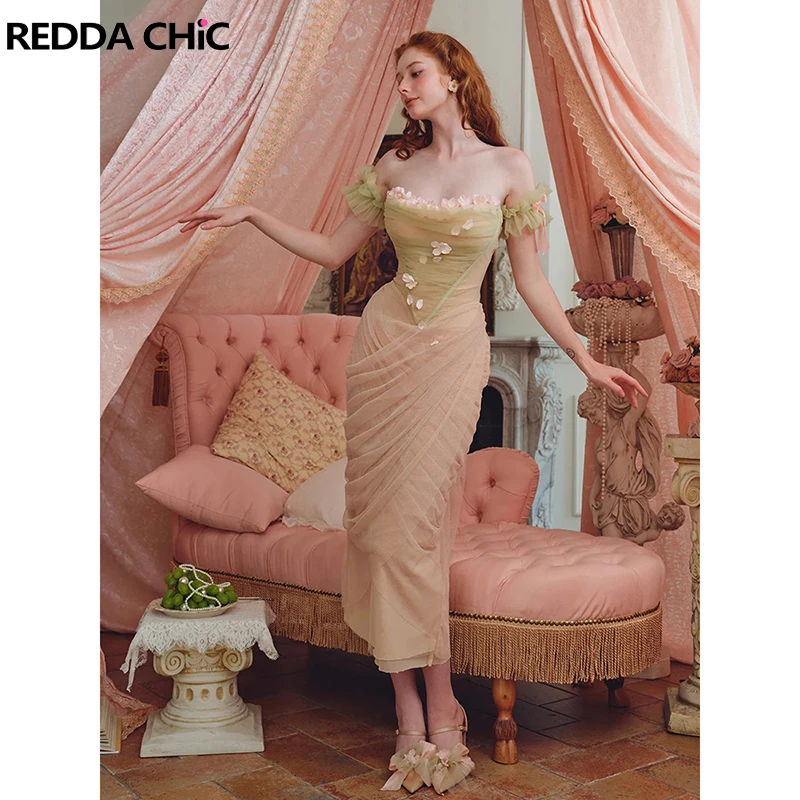 

Платье REDDACHiC Enchanted Garden из тюля с многослойной юбкой, с цветочными аппликациями, корсетное, облегающее, для вечеринок, винтажное, женская одежда