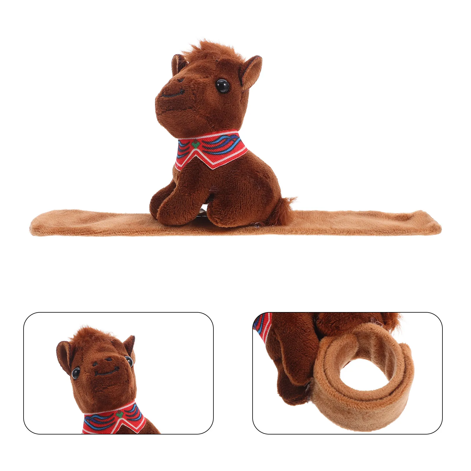 

Horse Slap Bracelet for Kids Soft Small Stuffed Animal Wristband Cartoon Animal Snap Band Zodiac Party Favor Lunar New Year Gift