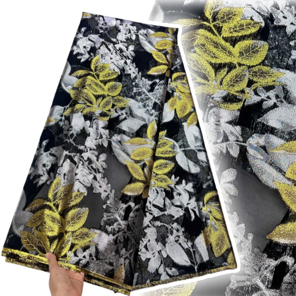 Ultimo 2025 Tessuto di pizzo broccato africano di alta qualità Tessuto di pizzo jacquard nigeriano Damasco per le donne Abiti da festa di nozze AH1648