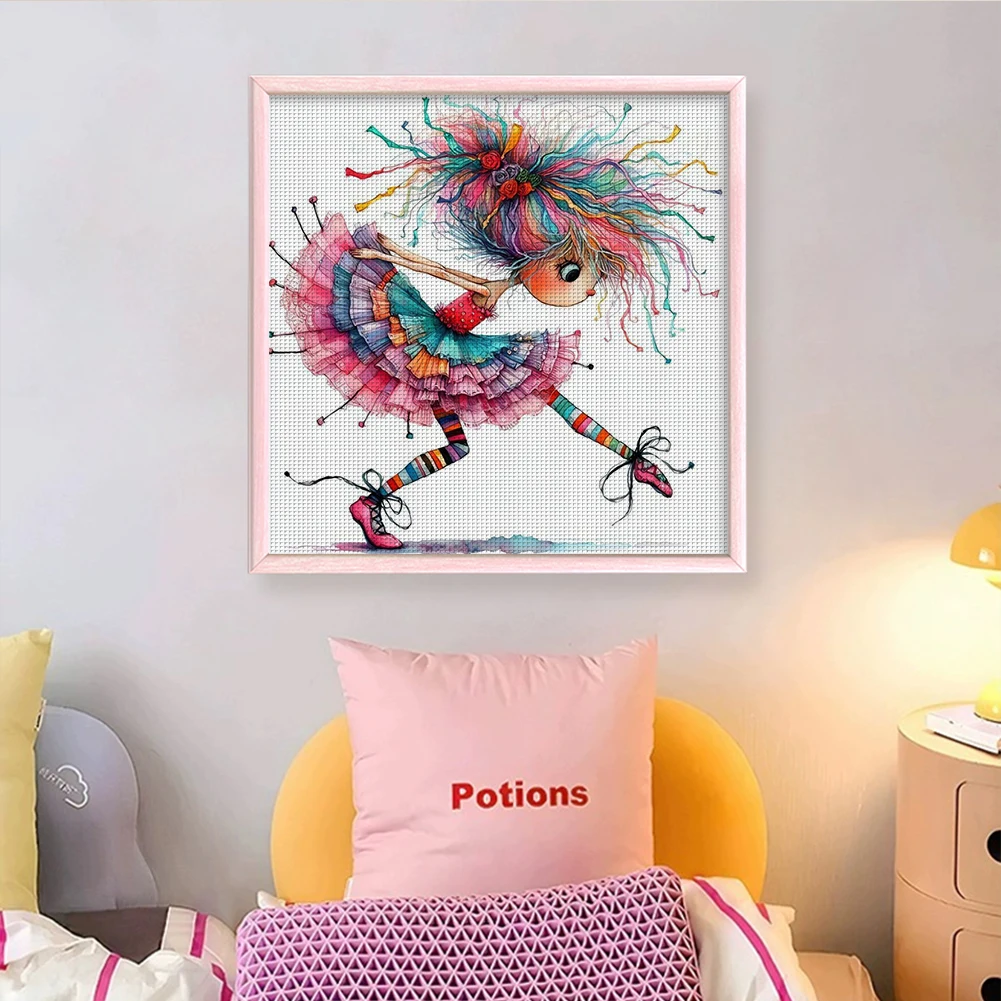 

Полная вышивка хлопчатобумажной нить 11CT с принтом Girl Набор для вышивки крестом Art