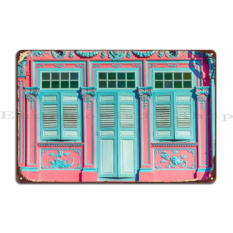 Singapore Shophouse Metal Sign Vintage Printing Design Character Garage Tin Sign Poster