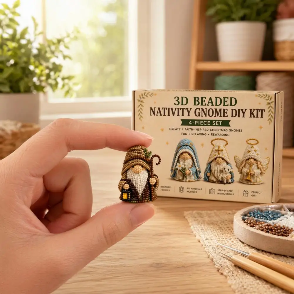 Diy Christmas Decoration Kit 3d Gnome Bead Craft Kit Beaded Nativity Diy Project Faith-based Christian Jewelry Art for Adults