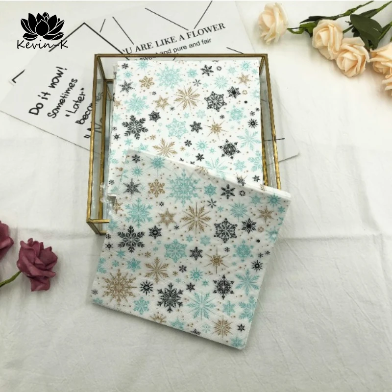 20Pcs Disposable Napkins Wood Pulp Color Printing Napkins Facial Tissue Square Tissues Hotel Restaurant Christmas Party 33*33cm