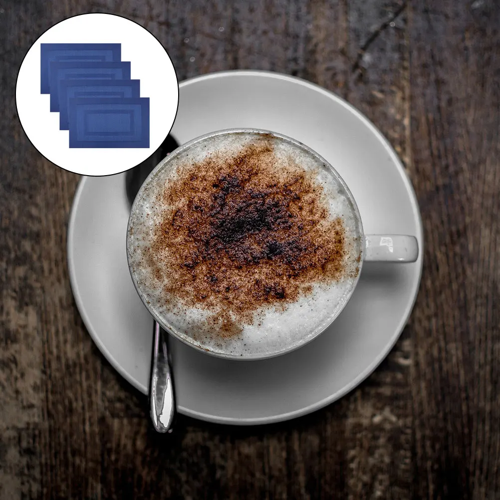 

4pcs Oil-Proof Western Placemats PVC Table Mats Heat Resistant Decorative Dinner Mat Set for Home Cafe Restaurant Blue