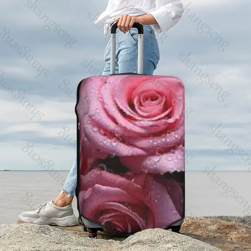Rose Flower Pattern Travel suitcase protective case, suitcase cover, elastic protection, washable Luggage cover, 18-32 in