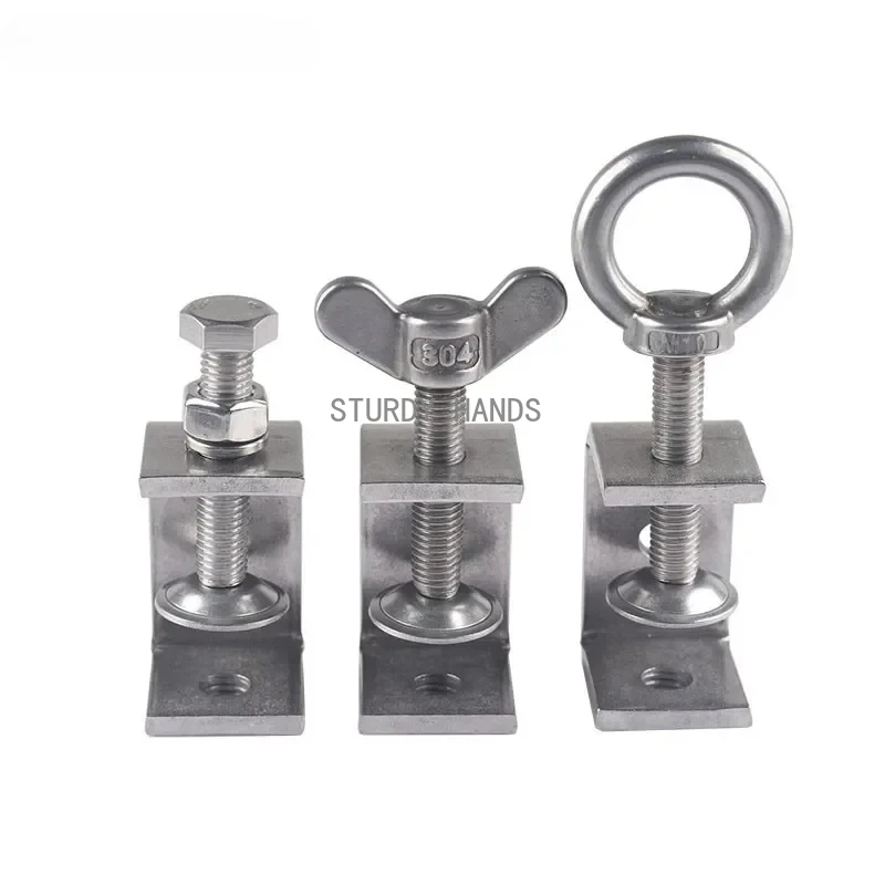 304 stainless steel clip Adjustable C-clamp Square steel pipe clamp hexagonal bolt Hardware tool fasteners Desk Fixed Holder