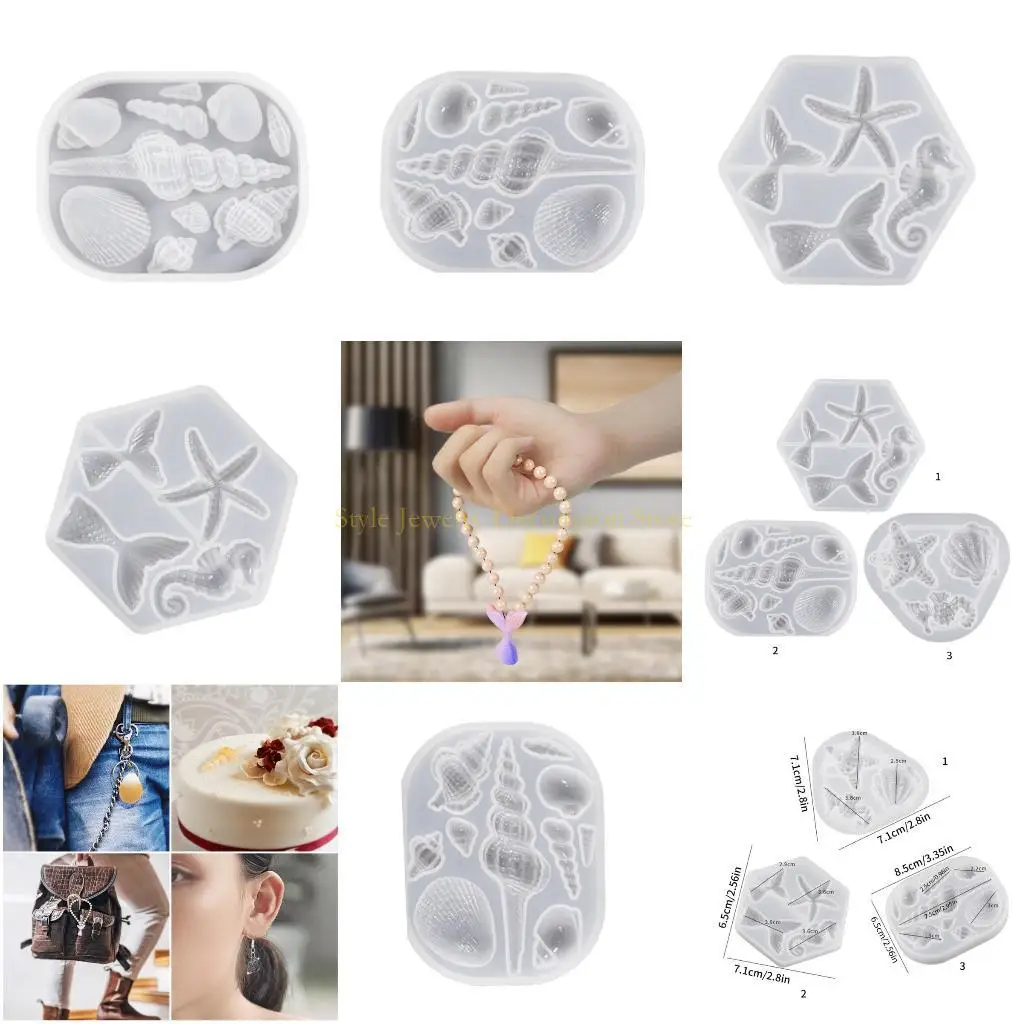 

D46E DIY Semi-stereoscopic Ocean Keychain Silicone Epoxy Mold DIY Ornaments Pendant Crafting Mould for Valentines