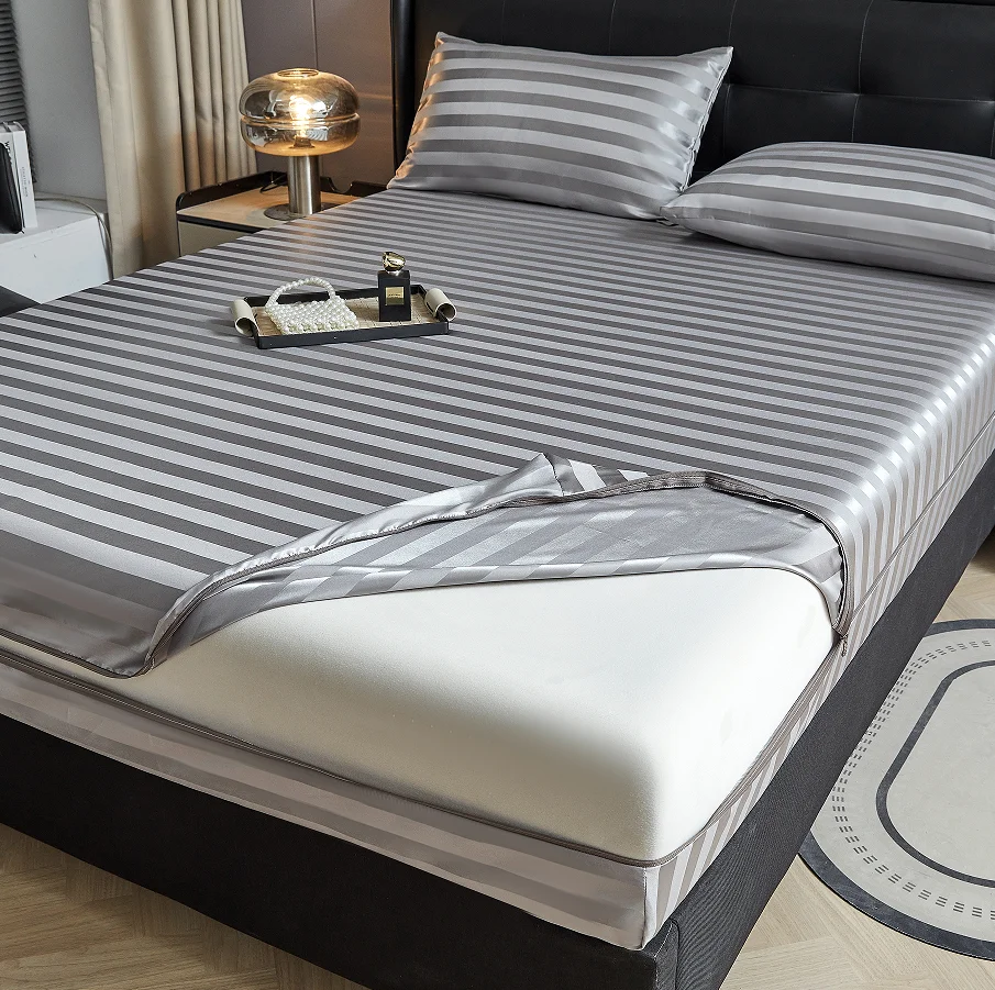 6-seitiger Reißverschluss-Matratzenschutz, luxuriöser, kühlender, staubdichter Matratzenschoner aus Satin, vollständig umschließender Matratzenbezug mit tiefen Taschen – Detail 2
