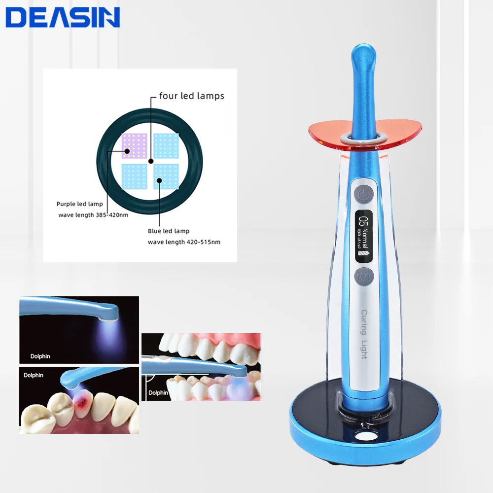 Dental Curing Light Dolphin Built-in light meter Wide spectrum LED Light Cure Cordless Teeth Whitening Machine Dentistry Tools