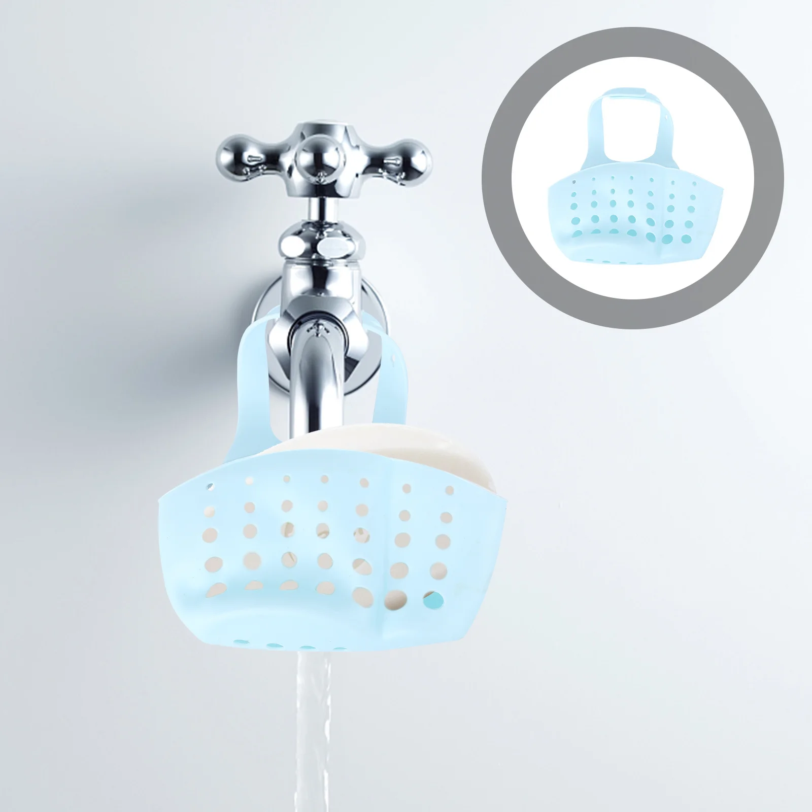 

Sink Hanging Basket Adjustable Double Pouch Plastic Drain Sponge Holder Scrubber Rack Bathroom Gadget Organizer