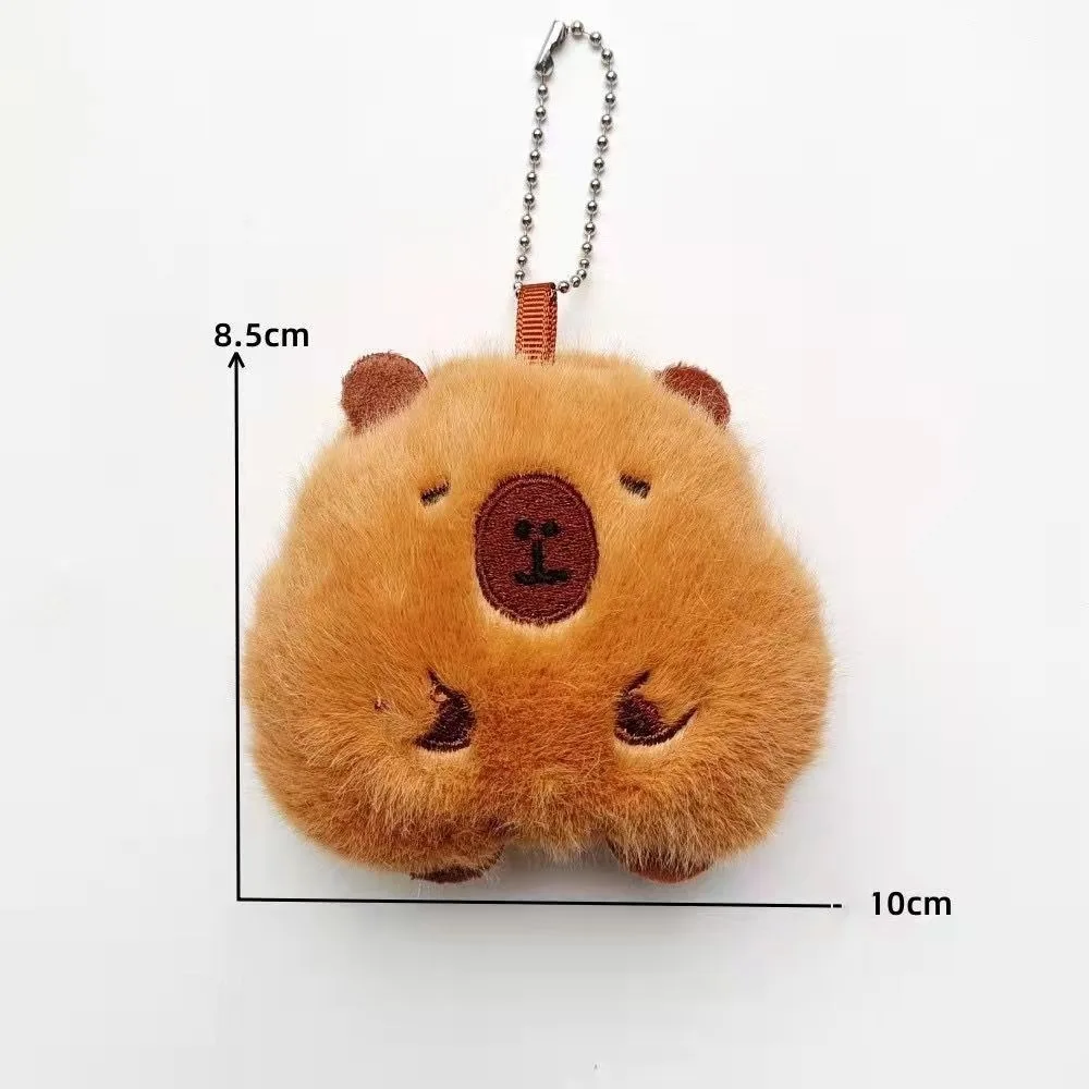 Kawaii Cartoon Capybara Plush Keychain Soft Stuffed Toys Capybara Pendant Schoolbag Accessories Mini Car Key Ring