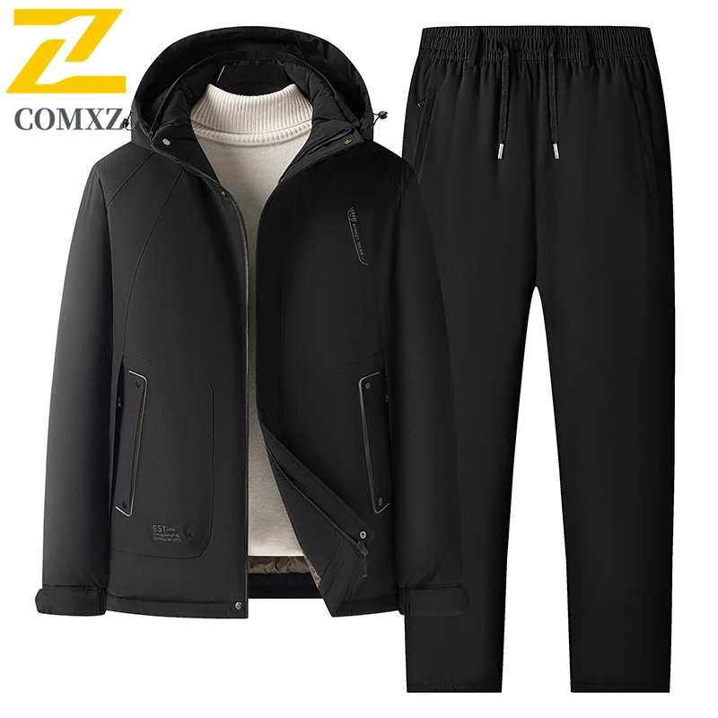 

Comxz 2026 Winter Casual Suit Sets Men Sportswear Luxury Windproof Warm Graphene Fleece Jacket + Pants 2-piece Fashion Tracksuit
