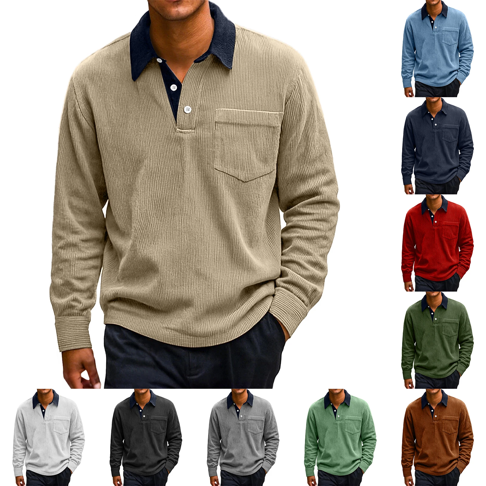 

Вельветовая рубашка с длинными рукавами в стиле ретро, рубашка с длинными рукавами и воротником, весенне-осенняя мужская рубашка, топ с нагрудным карманом