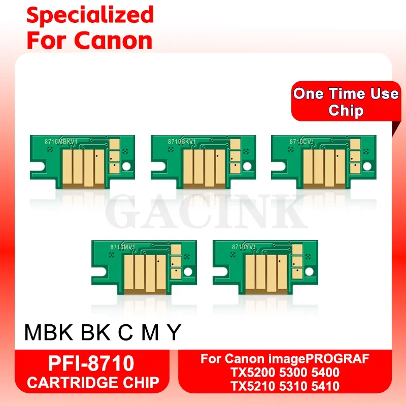 PFI-8710 PFI8710 Stable Cartridge Chip For Canon imagePROGRAF TX5200 TX5210 5300 5400 5310 5410 Printer 700ML One Time Use Chip
