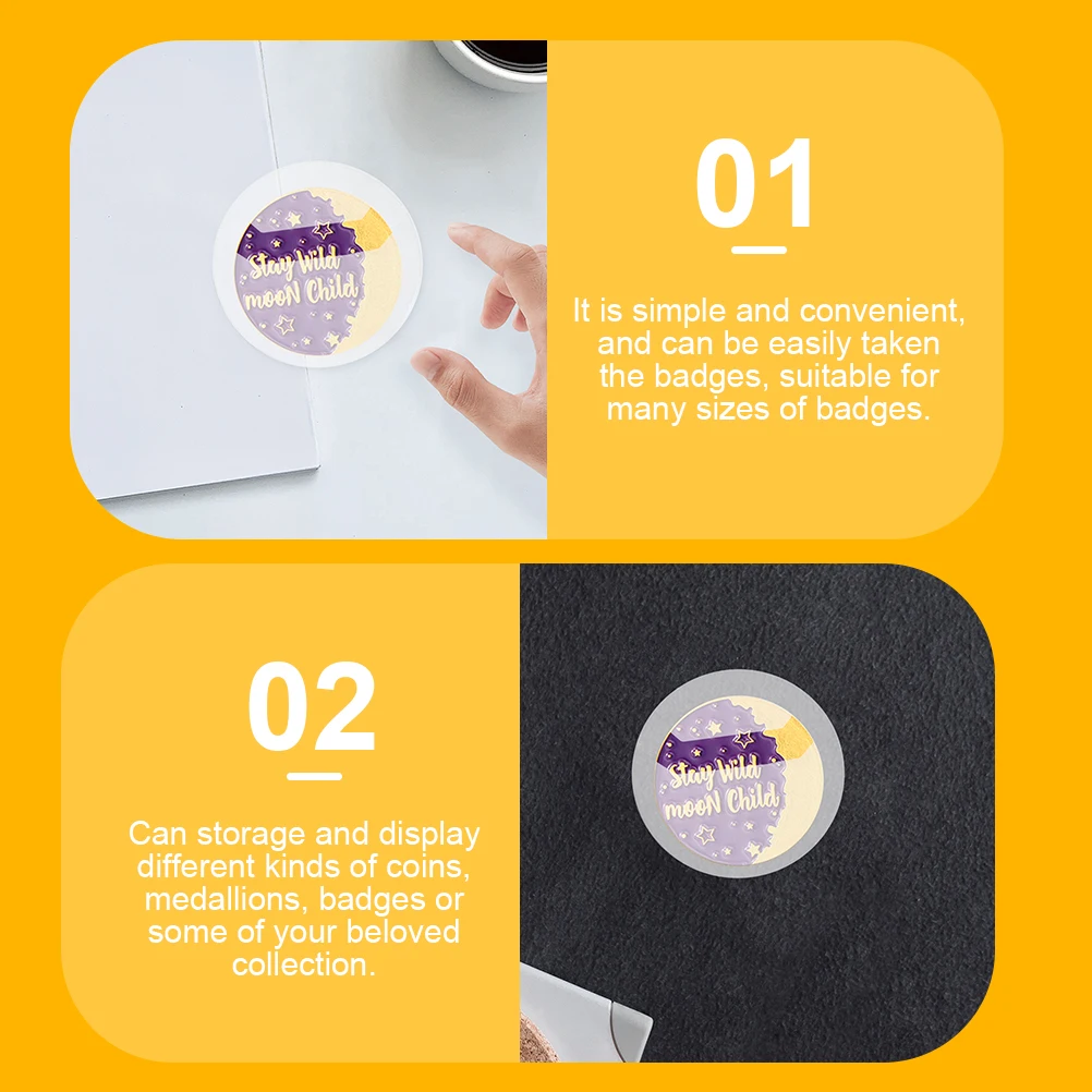 

20 Pcs Badge Case Protector Button Round Sleeves Clear Vertical Buttons Covers Circle Holder Pin with