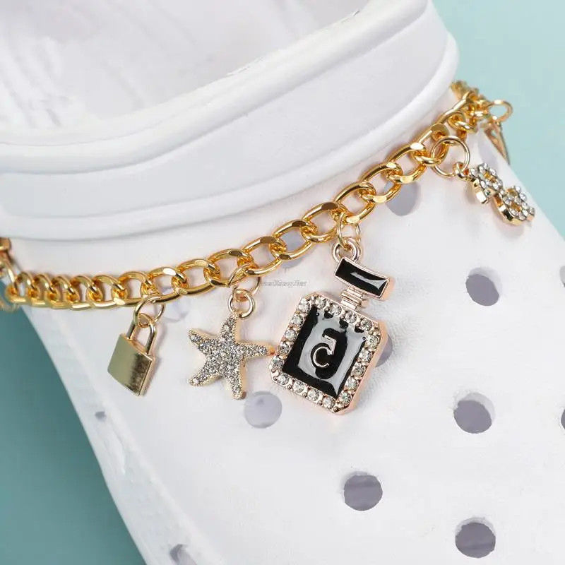 2024 DIY Charms Women Designer Shoes Charms Diamond Metal Chains Shoe Decoration Detachable for Reuse Sneakers Accessories