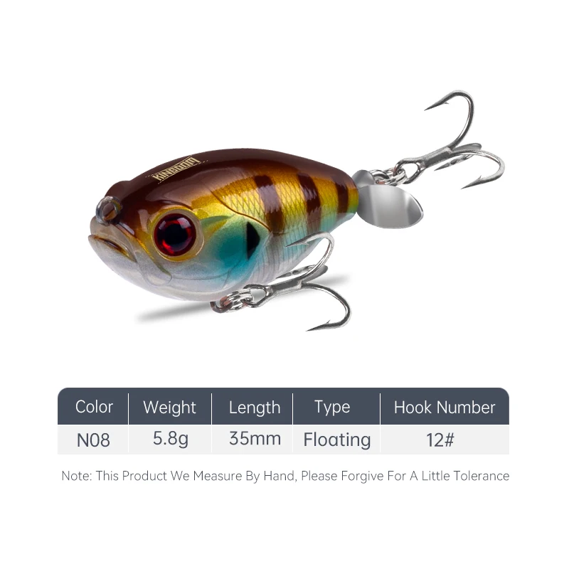 Kingdom Angelköder, 35 mm, 5,4 g, Topwater Whopper Plopper-Köder, schwimmender Wobbler, künstlicher harter Köder mit Popper, Hechtangeln