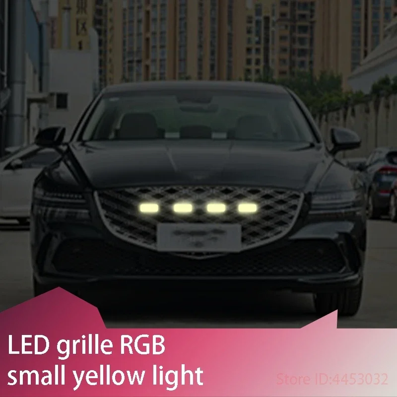 FOR Genesis g70 g80 Trumpchi Car Front LED Grille Light RGB Auto Flash Warning Safety Signal Lamps APP Control 12V 64 Colors