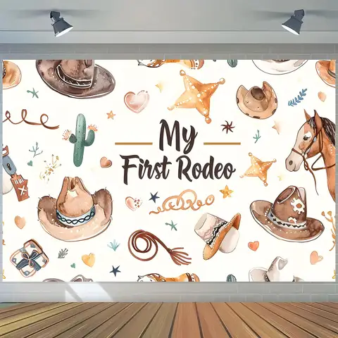 1 background banner for my first cowboy sports party, Western themed party decorationL