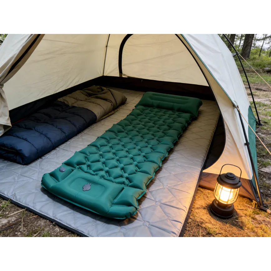 2026! Gruba, nadmuchiwana mata – Inflatable Camping Sleeping Pad Pillow recenzja i cena