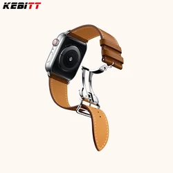 High Quality Kebitt For Apple Watch Ultra 3 2 Series 11 10 9 8 7 6 Se 3 42mm 46mm Leather Band Deployment Buckle Debuckle Strap