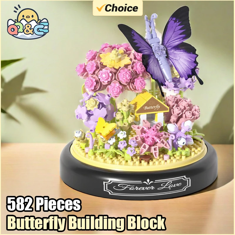 

Insect Immortal Flower Garden Building Blocks Toys with Display Cover Sunflower Mini Bricks Block Toy Kids Children's Day Gifts