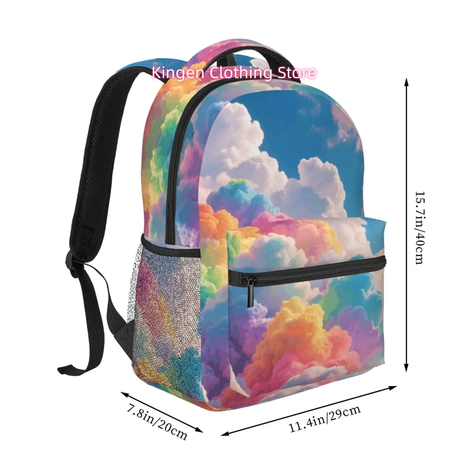 Pastel Rainbow Cloud And Sky Print Adult Backpack, Oxford Cloth Adjustable Strap Casual Bag for Women And Adults, Suitable for U