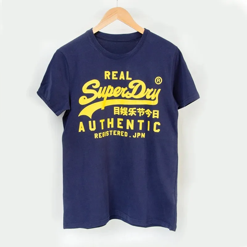 UK Superdry Extremely Dry Men's Women Summer Fashion Brand Printed Letter Short Sleeved T-shirt Cotton Round Neck Kid Size Shirt