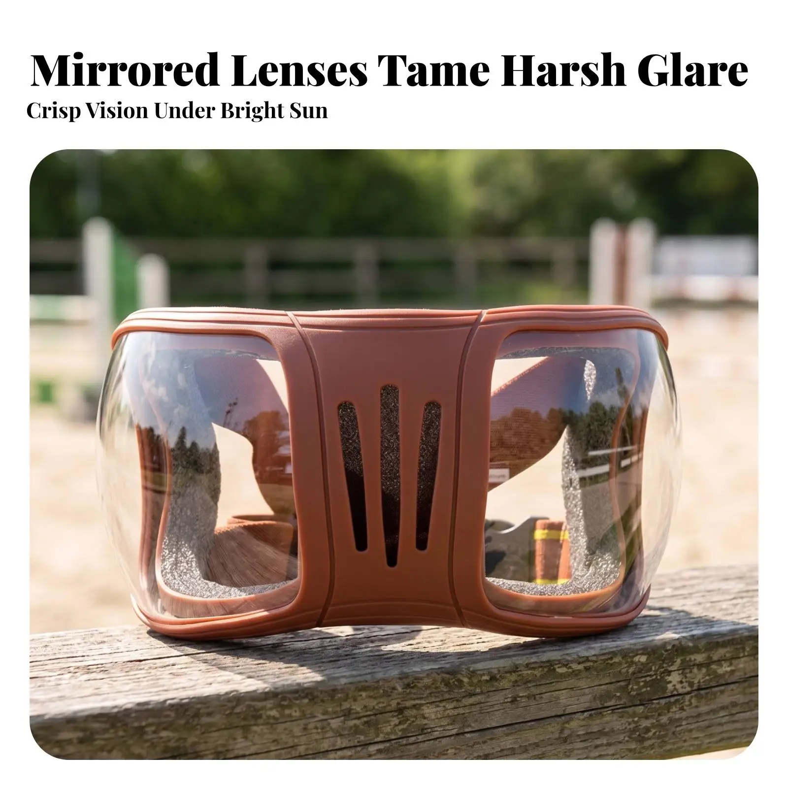 Horse Eye Protection Mask with Front Ventilation Slots for Riding Padded Inner Rim Full Vision PC Shield