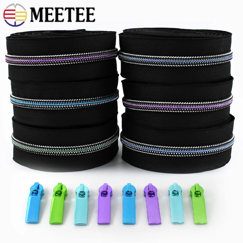 1-5M 5# Nylon Zipper Tape Sewing Zippers Slider Puller Colorful Zip Coil Roll Pocket Zips By Meters Repair Closure Accessories