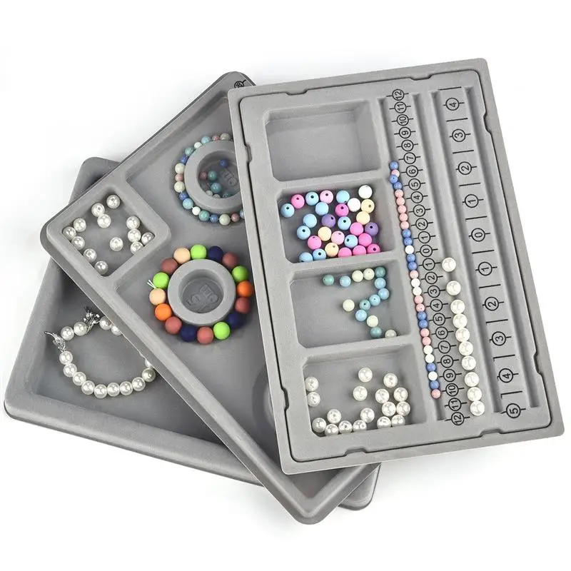 Flocked Bead Board Bracelet Necklace Beading Organizer Artistry Tray Design Measuring Tool for DIY Jewelry Making Accessories