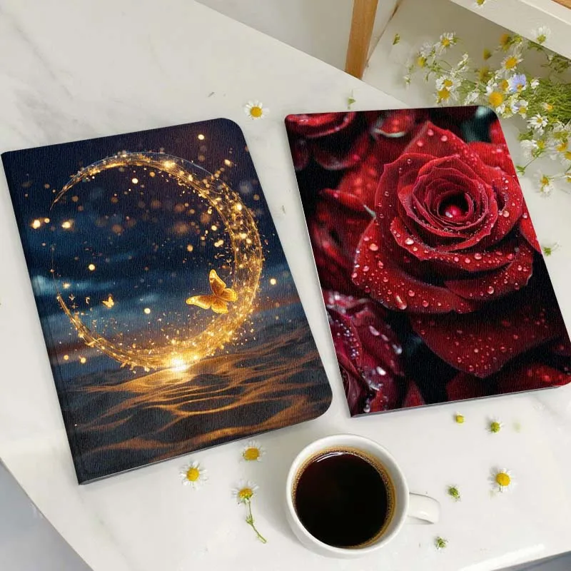 

Golden Butterfly Circle Light Tablet Case For Huawei Honor MatePad MediaPad Air 5 6 7 11 V6 V7 V8 V9 X9 X8 T10 T10s C5e T5 Gift