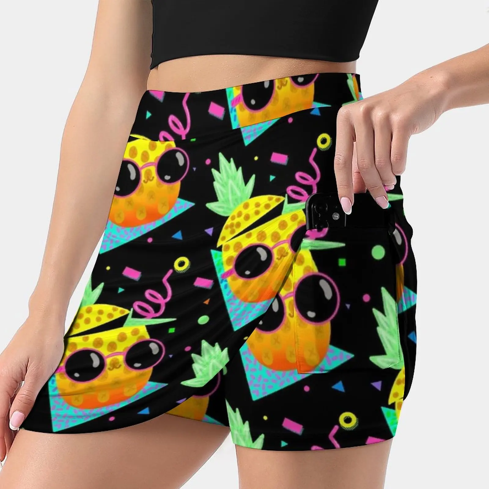 Piña Coolada Women's skirt Mini Skirts A Line Skirt With Hide Pocket Pina Colada Piña Colada Pineapple Ananas Cool Summer 80S