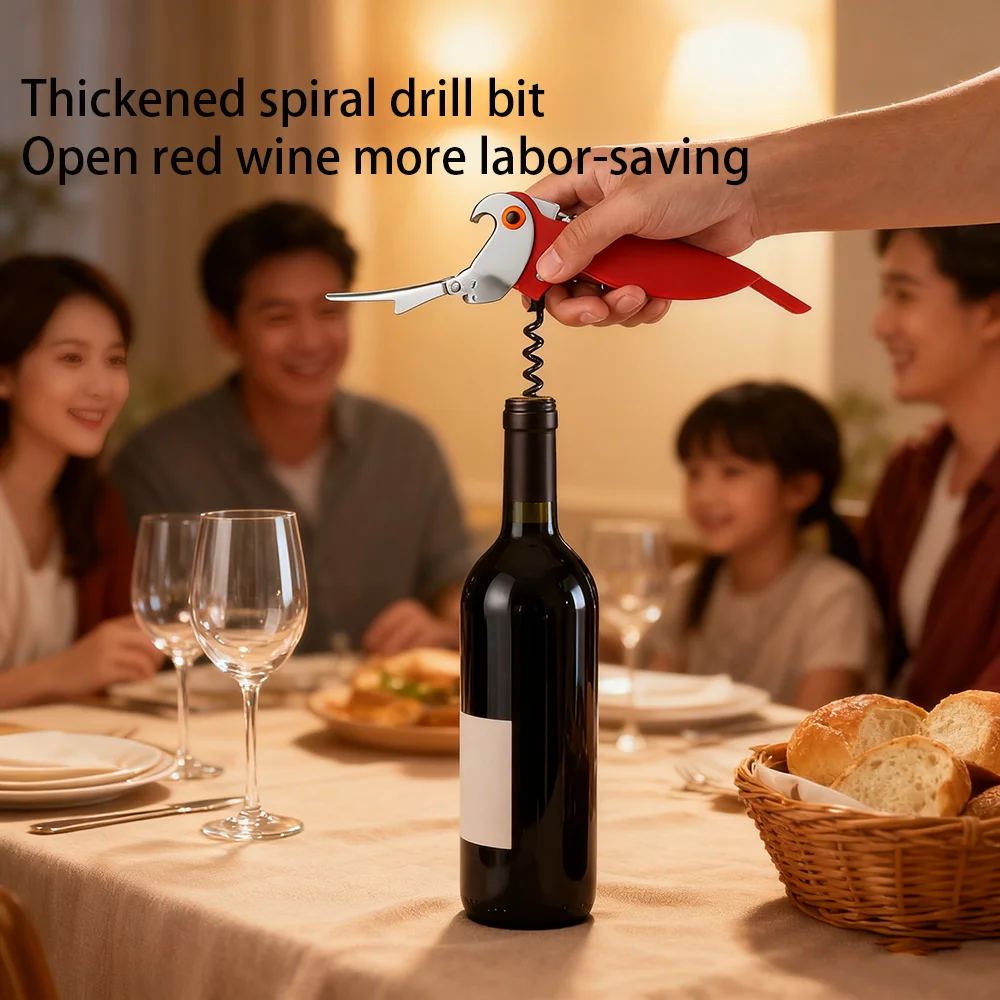 Multi-functional Parrot-Shaped Bottle Opener for Beer & Wine for Kitchen Bar or as a Unique Gift